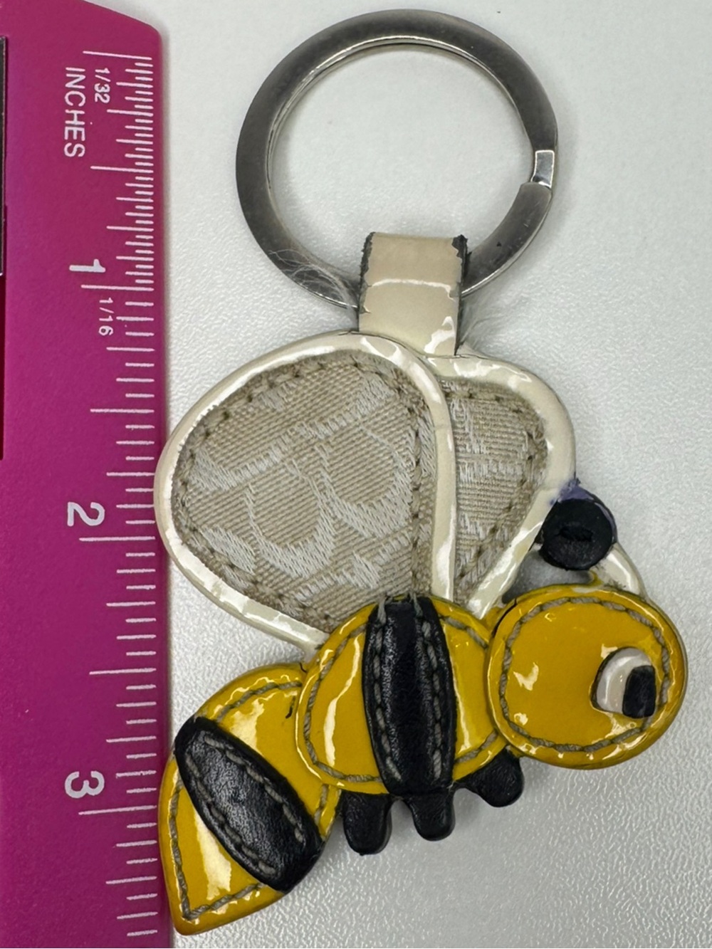 Coach Y2K Patent Leather Bumblebee Bumble Bee Fob Keychain - Picture 4 of 13